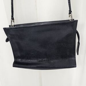 Desmo classic black leather convertible clutch / shoulder bag